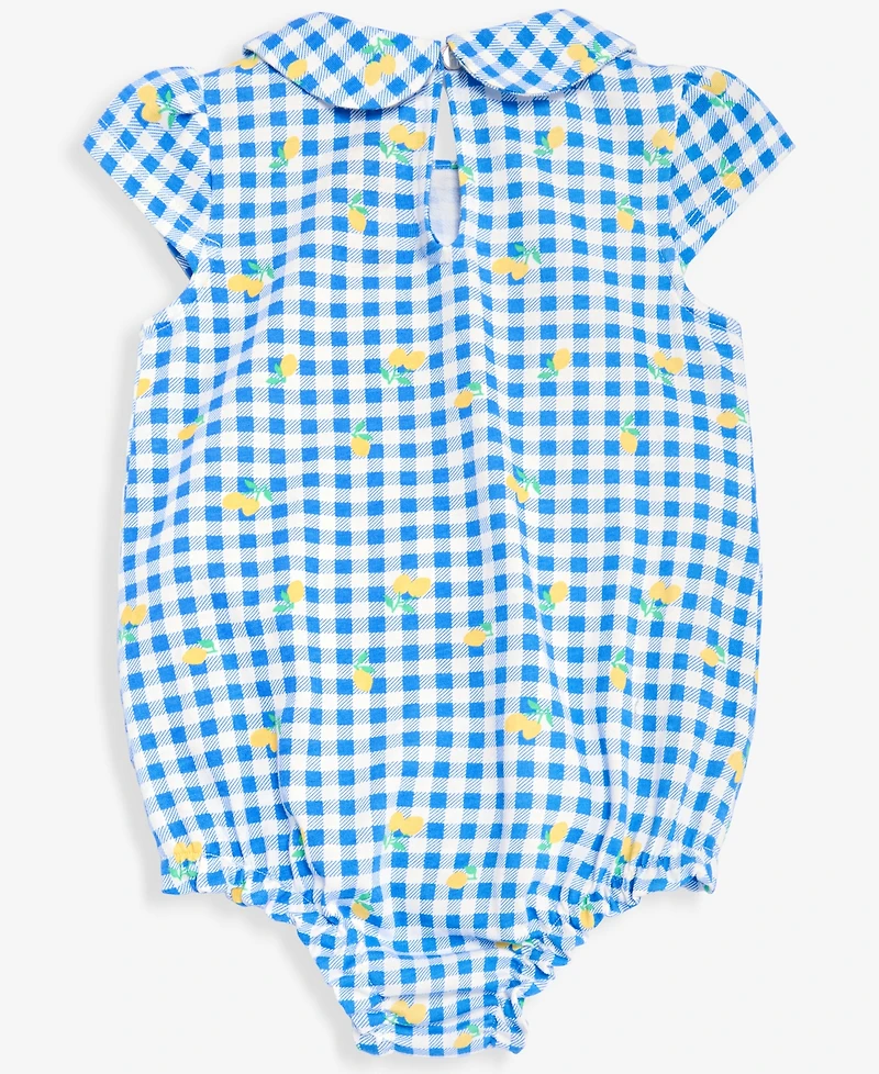 First Impressions Baby Girls' 0M-24M Lemon-Print Gingham Sunsuit, Macy's Exclusive