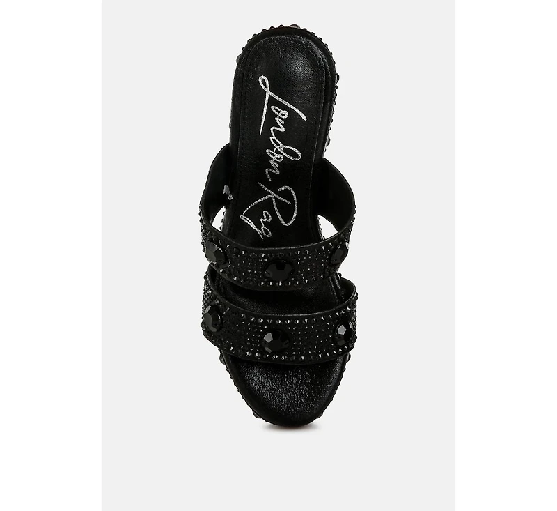 Iki Diki Rhinestone & Diamante Wedge Sandals