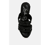 Iki Diki Rhinestone & Diamante Wedge Sandals