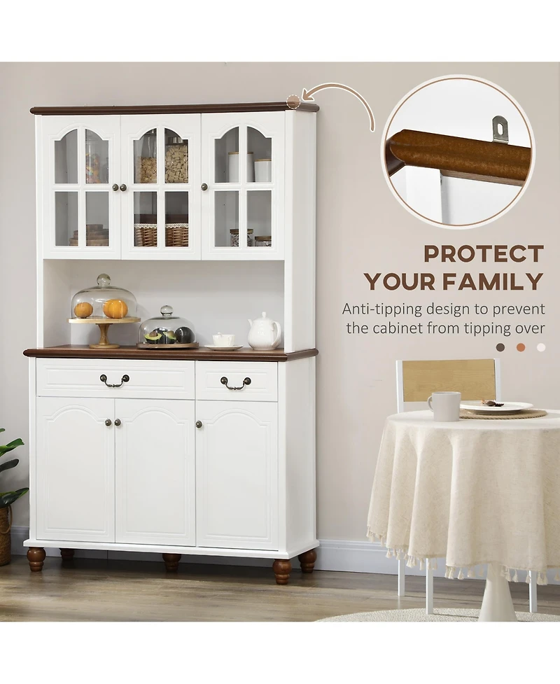 Homcom Dining Room Kitchen Hutch Storage Cabinet with Antique Details
