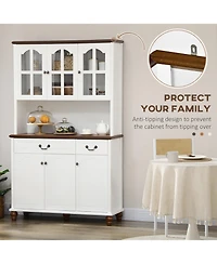 Homcom Dining Room Kitchen Hutch Storage Cabinet with Antique Details