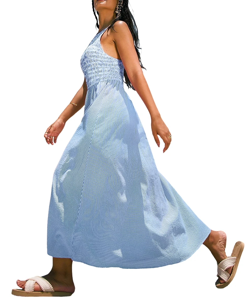 Cupshe Women's Pucker Striped Maxi Beach Dress