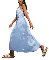 Cupshe Women's Pucker Striped Maxi Beach Dress