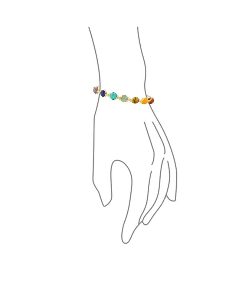 Bling Jewelry Spiritual Multicolor Chain Link Bracelet with Healing Stone Beads