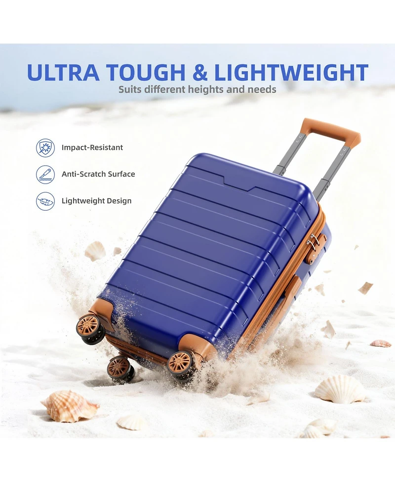 Sugift 3 Piece Hardshell Luggage Set with Spinner Wheels Tsa Lock and Aluminum Telescopic Handle