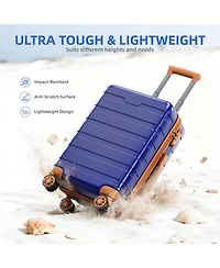 Sugift 3 Piece Hardshell Luggage Set with Spinner Wheels Tsa Lock and Aluminum Telescopic Handle