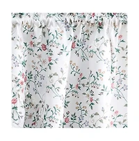 Ellis Curtain Country Floral Small Scale 1.5" Rod Pocket Floral Pattern with Ruffle Lace Edge Swag.