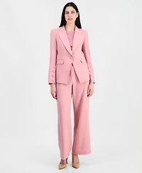 Tahari Asl Womens One Button Peak Lapel Blazer Short Sleeve Sweater T Shirt Mid Rise Wide Leg Pants