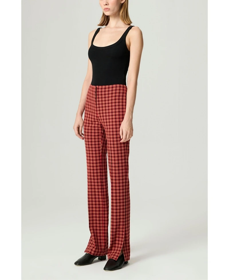 Nocturne Women's Plaid Slit-Hem Pants