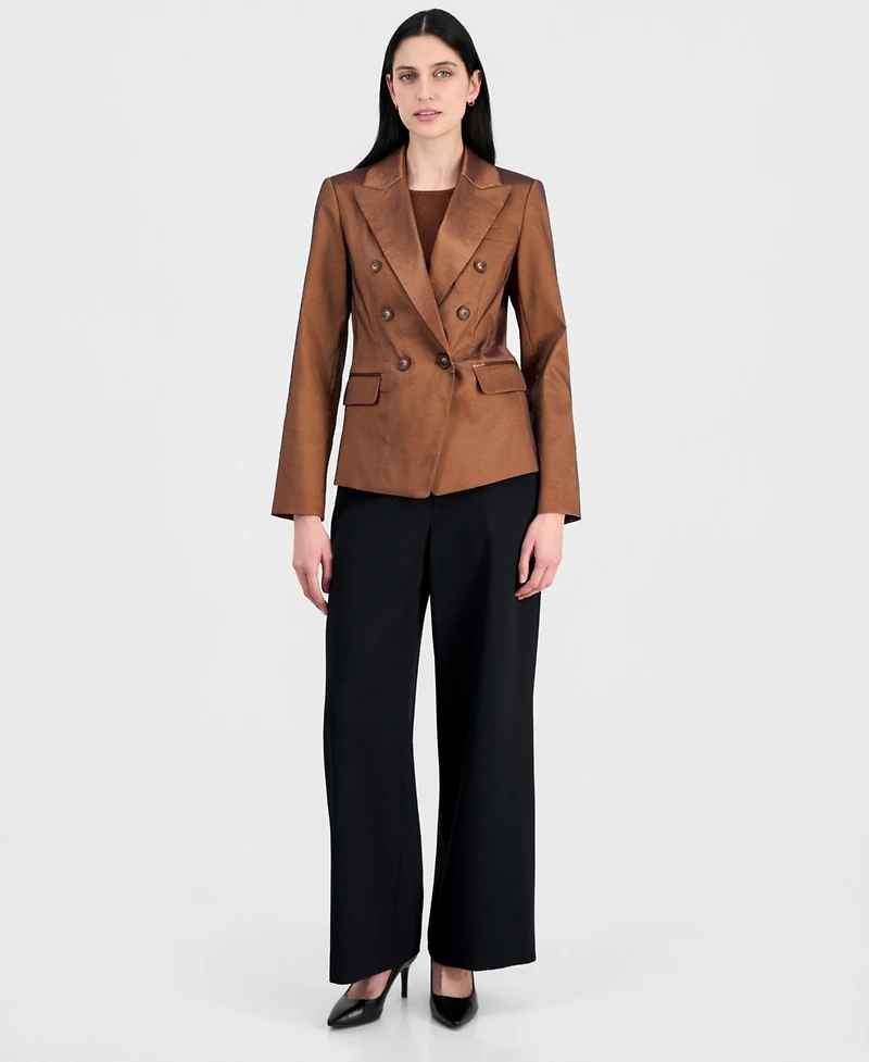 Tahari Asl Women's Metallic Crepe Double-Breasted Jacket