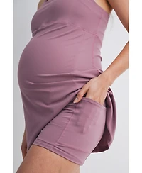 Hello Miz Maternity Sleeveless Scoop Neck Active Dress with Built-In Shorts