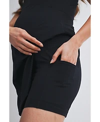 Hello Miz Maternity Sleeveless Scoop Neck Active Dress with Built-In Shorts