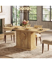 Tribesigns Rectangular Dining Table for 4 to 6 People, Wood Dinner Kitchen
