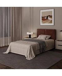 gaomon Platform Bed Frame with 2 Storage Drawers, Faux Leather Low Profile Bed Base with Wood Slat Support, No Box Spring Needed, Easy Assembly