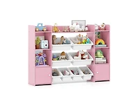 Slickblue Large Kids Storage Organizer with 8 Bins and Bookshelf