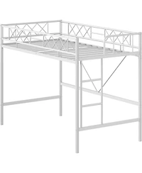 gaomon Loft Bed for Teens & Adults, Metal Loft Frame with Safety Guardrail & Flat Ladder Rung, Heavy Duty Steel Slats, Space Saving Design