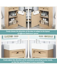 Sillysis 18.5" Rustic Bathroom Vanity with Resin Sink, Soft Close Door & Adjustable Shelf for Small Spaces