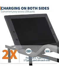 gaomon Twin Xl Adjustable Bed Frame, Ergonomic Electric Bed Base with Wireless Remote and 2 Usb Ports, Head and Foot Incline, Nightlight, Massager