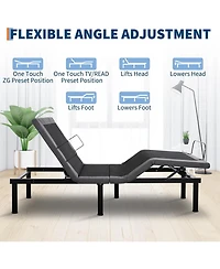 gaomon Twin Xl Adjustable Bed Frame, Ergonomic Electric Bed Base with Wireless Remote and 2 Usb Ports, Head and Foot Incline, Nightlight, Massager