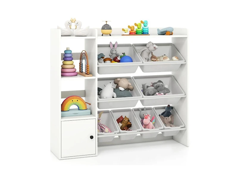 Slickblue Children s Toy Organizer with Bookshelf and Cabinet Door