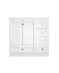 Sillysis 36" Shaker Bathroom Vanity with Ceramic Sink, Freestanding Mdf Cabinet, Soft-Close Drawers & 2 Doors for Modern Storage