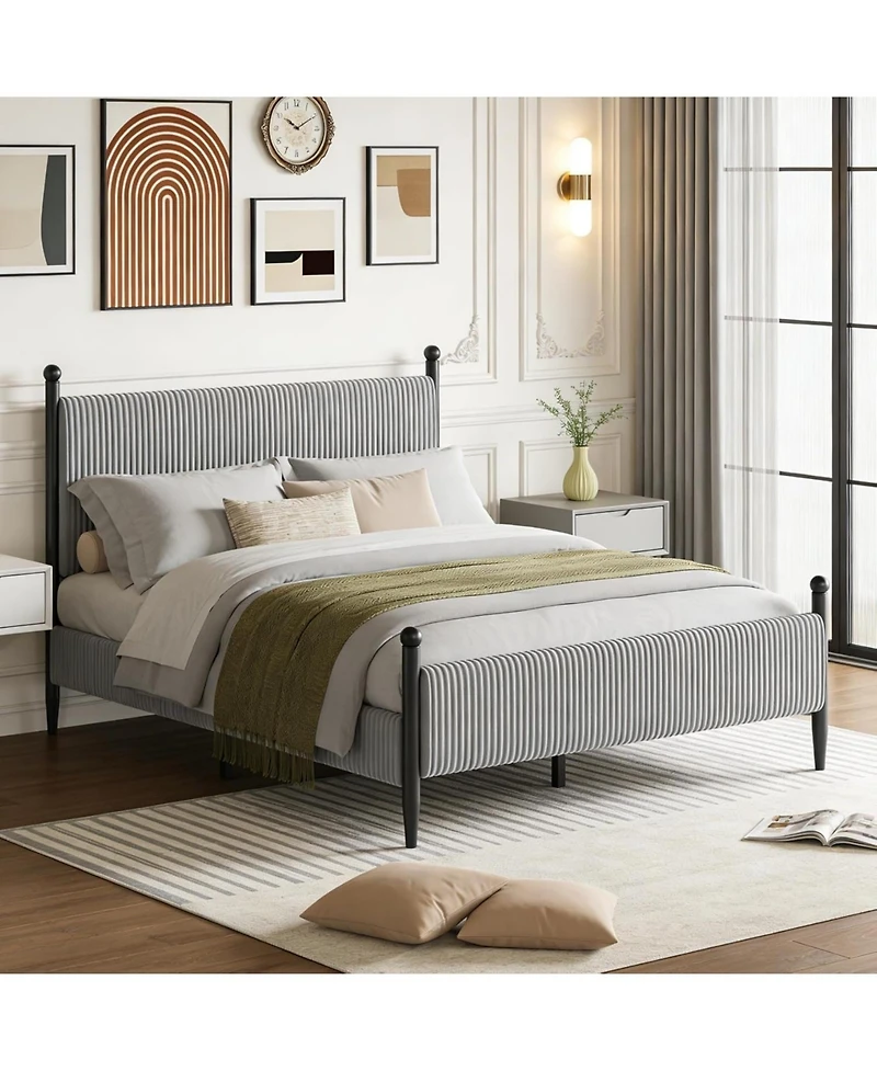 gaomon Bed Frame with Velvet Headboard