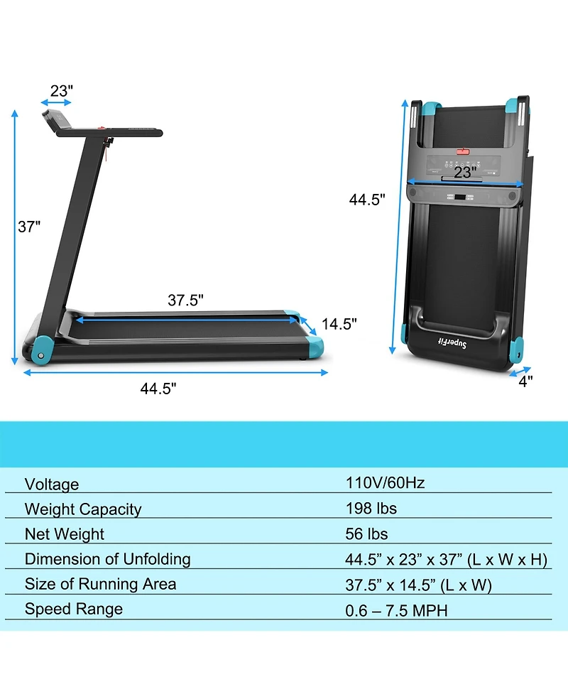 Gymax Electric Folding Treadmill Portable Cardio Running Machine w/ App Control