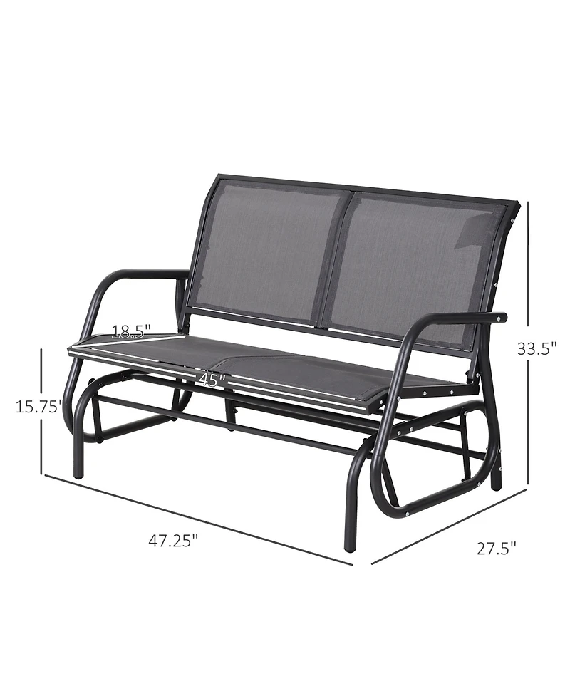 Clihome 2-Person Outdoor Glider Bench, Patio Double Swing Rocking Chair Loveseat w/ Powder Coated Steel Frame