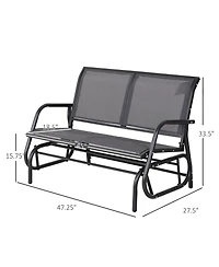 Clihome 2-Person Outdoor Glider Bench, Patio Double Swing Rocking Chair Loveseat w/ Powder Coated Steel Frame