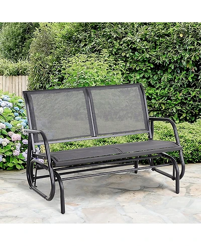 Clihome 2-Person Outdoor Glider Bench, Patio Double Swing Rocking Chair Loveseat w/ Powder Coated Steel Frame