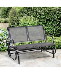 Clihome 2-Person Outdoor Glider Bench, Patio Double Swing Rocking Chair Loveseat w/ Powder Coated Steel Frame