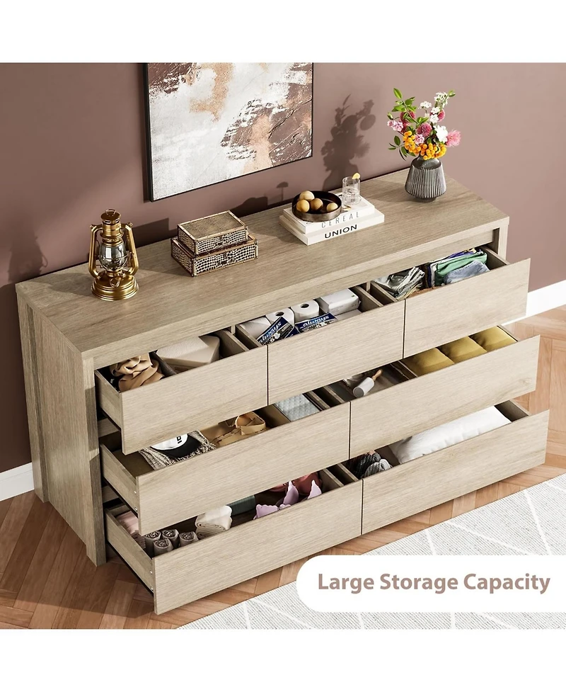 gaomon 7 Drawer Wood Dresser for Bedroom, Wide Modern Chest with Large Storage for Living Room, Hallway, Entryway
