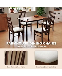Homcom Farmhouse Wooden Dining Chairs Set of 4