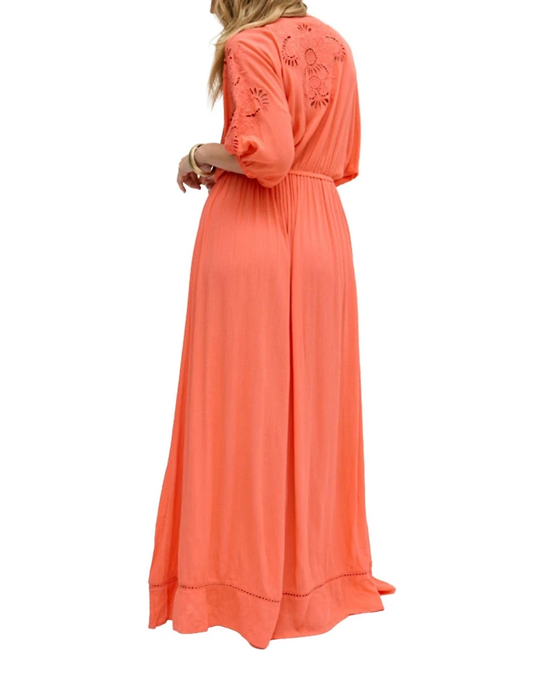 Raffya Women's Somerton Kaftan Style Embroidered Maxi Dress