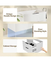 Sillysis 24" Wall Mounted Bathroom Vanity with Ceramic Sink, Fluted Mdf Cabinet & Drawers for Modern Bathrooms