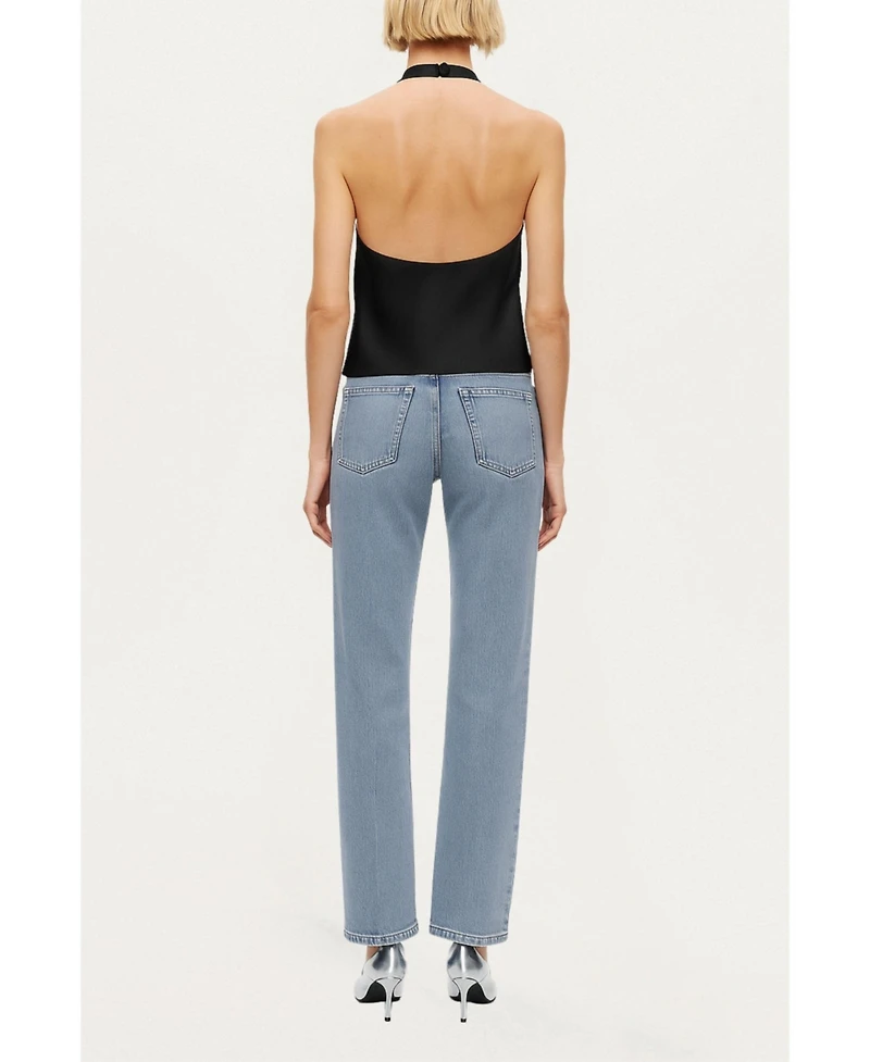 Nocturne Women's Satin Halter-Neck Draped Top