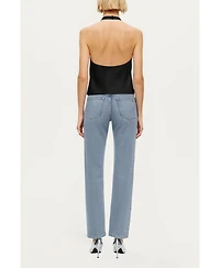 Nocturne Women's Satin Halter-Neck Draped Top