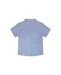 Deux par Toddler Boys Printed Chambray Short-Sleeve Shirt Blue Denim Stripes