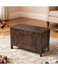 Slickblue Kids Wooden Toy Box Chest with Safety Hinge Storage Bench