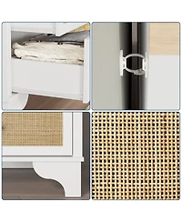 gaomon Wide Wood Chest of Drawers with Rattan Drawers, Drawer Organizer with Sturdy Base