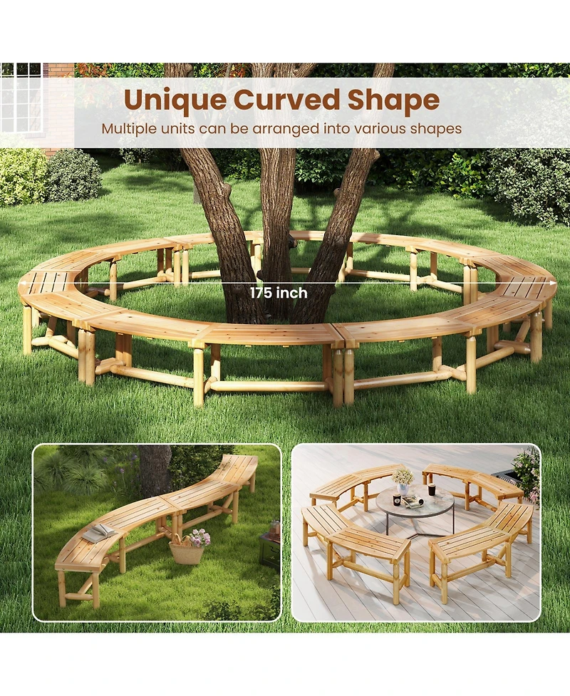 Gymax Patio Curved Bench for 2-3 People Outdoor Loveseat for Backyard Garden