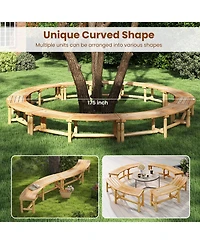 Gymax Patio Curved Bench for 2-3 People Outdoor Loveseat for Backyard Garden