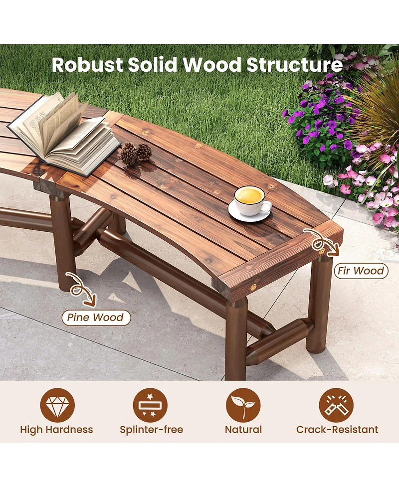 Gymax Patio Curved Bench for 2-3 People Outdoor Loveseat Backyard Garden