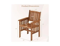 Slickblue Set of 2 Outdoor Solid Wood Patio Chairs with Slatted Seat