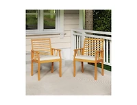 Slickblue 2-Piece Patio Dining Chair Set in Acacia Wood with Armrests