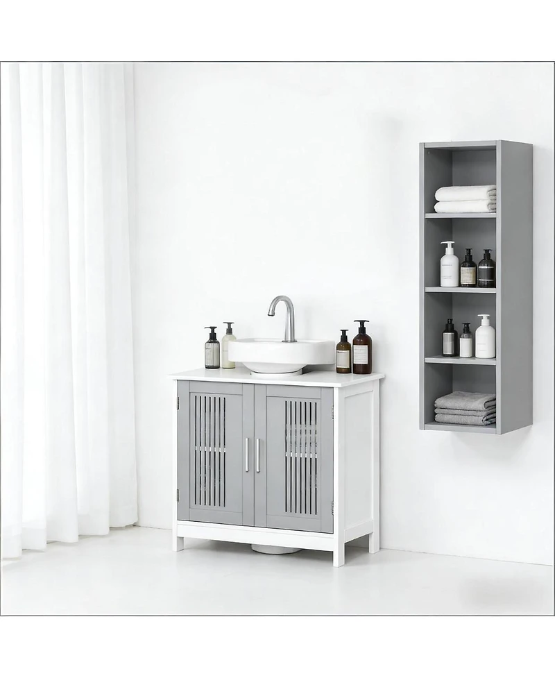 Sillysis 23.5 Inch Bathroom Sink Cabinet with Adjustable Shelf, Water-Resistant Under Storage for Small Spaces