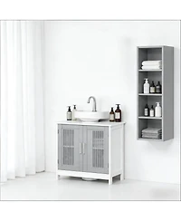 Sillysis 23.5 Inch Bathroom Sink Cabinet with Adjustable Shelf, Water-Resistant Under Storage for Small Spaces