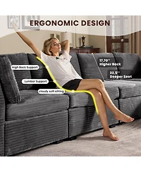 Xizzi 9-Piece Modular Sectional Sofa Couch with Chaise Ottomans, Comfy Plush Corduroy Cloud Couches, Modern Deep Seat Sofas Set for Living Room