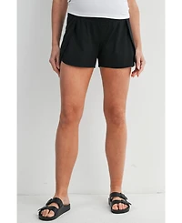 Hello Miz Women's Maternity Over-the-Belly Active Shorts with Built-In Liner