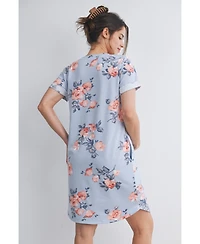 Hello Miz Maternity Floral Short Sleeve T-Shirt Dress with Pockets